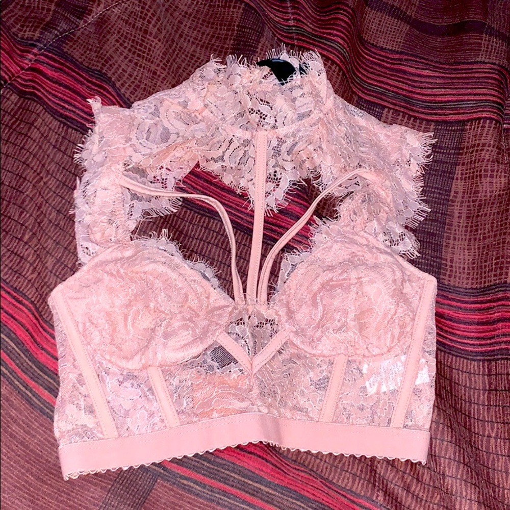 Dusty Rose Lace Crop Top
